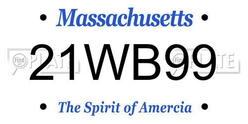 21WB99 Massachusetts License Plate