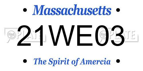 21WE03 Massachusetts License Plate