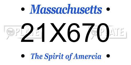 21X670 Massachusetts License Plate