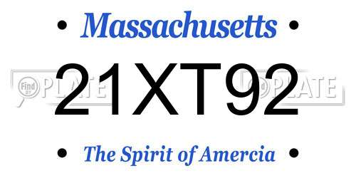 21XT92 Massachusetts License Plate