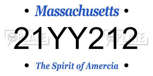 21YY212 Massachusetts License Plate