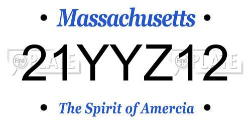 21YYZ12 Massachusetts License Plate