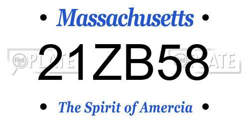 21ZB58 Massachusetts License Plate