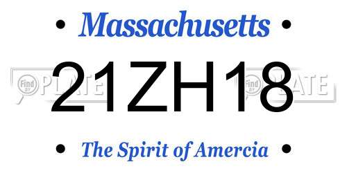21ZH18 Massachusetts License Plate
