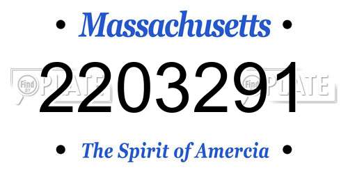 2203291 Massachusetts License Plate
