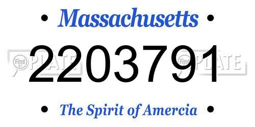 2203791 Massachusetts License Plate