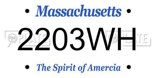 2203WH Massachusetts License Plate