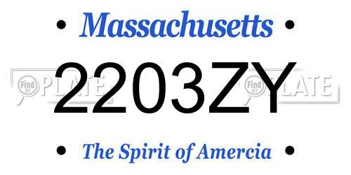 2203ZY Massachusetts License Plate