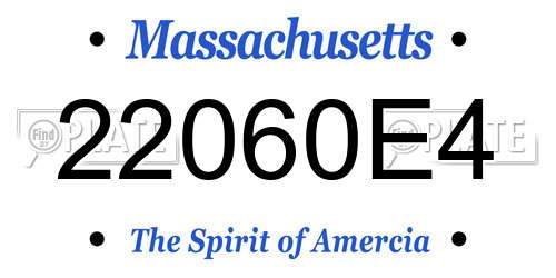 22060E4 Massachusetts License Plate