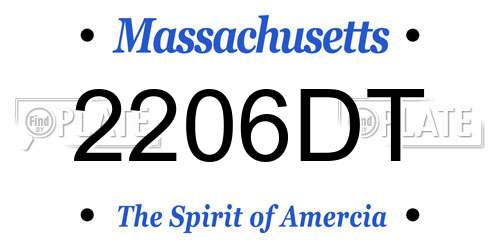2206DT Massachusetts License Plate