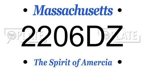 2206DZ Massachusetts License Plate