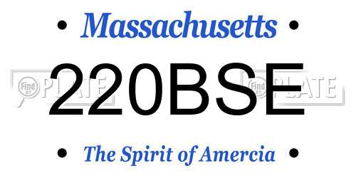 220BSE Massachusetts License Plate