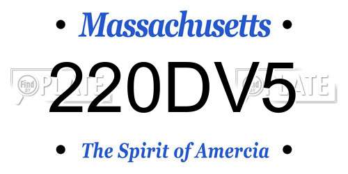 220DV5 Massachusetts License Plate