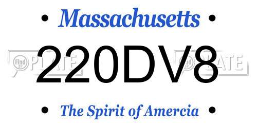 220DV8 Massachusetts License Plate