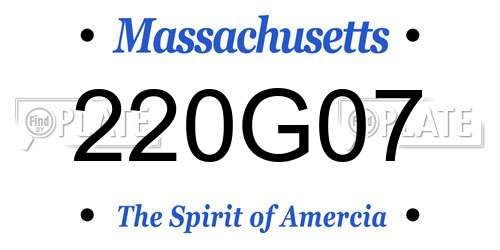 220G07 Massachusetts License Plate