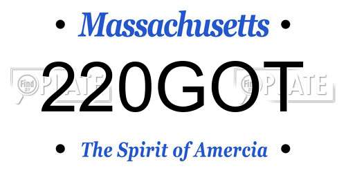 220GOT Massachusetts License Plate