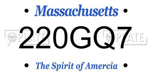 220GQ7 Massachusetts License Plate