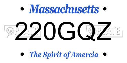 220GQZ Massachusetts License Plate
