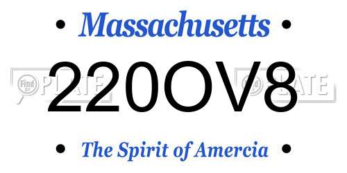 220OV8 Massachusetts License Plate