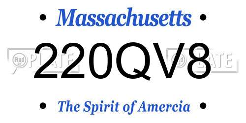 220QV8 Massachusetts License Plate