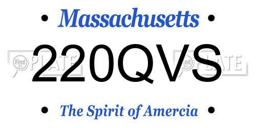 220QVS Massachusetts License Plate