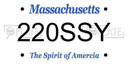 220SSY Massachusetts License Plate
