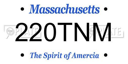 220TNM Massachusetts License Plate