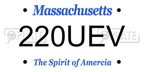 220UEV Massachusetts License Plate