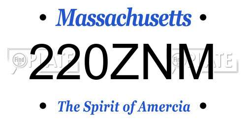 220ZNM Massachusetts License Plate