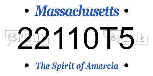 22110T5 Massachusetts License Plate