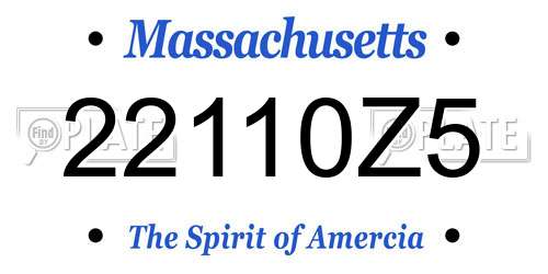 22110Z5 Massachusetts License Plate