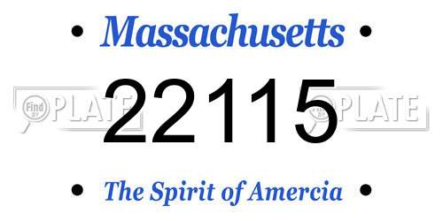 22115 Massachusetts License Plate