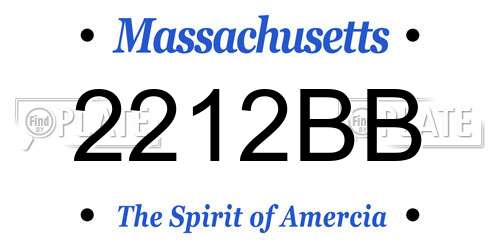 2212BB Massachusetts License Plate