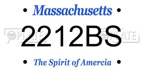 2212BS Massachusetts License Plate