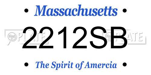 2212SB Massachusetts License Plate