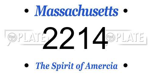 2214 Massachusetts License Plate