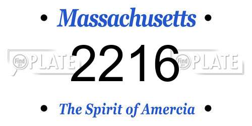 2216 Massachusetts License Plate