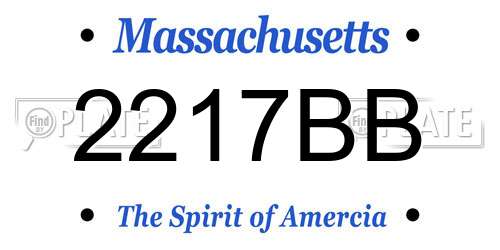 2217BB Massachusetts License Plate