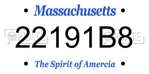 22191B8 Massachusetts License Plate