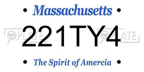 221TY4 Massachusetts License Plate