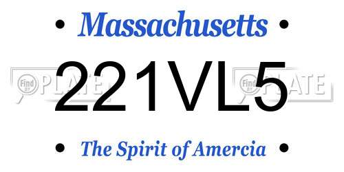 221VL5 Massachusetts License Plate