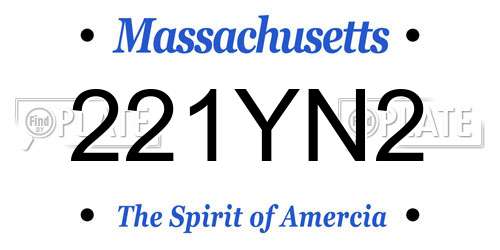 221YN2 Massachusetts License Plate