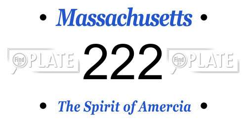 222 Massachusetts License Plate