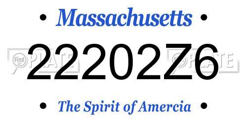 22202Z6 Massachusetts License Plate