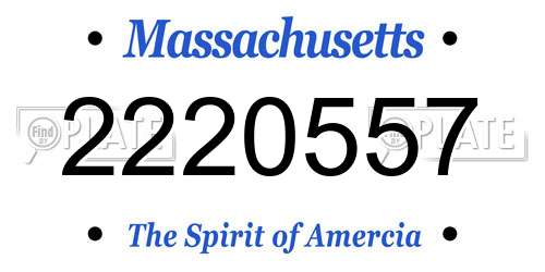 2220557 Massachusetts License Plate