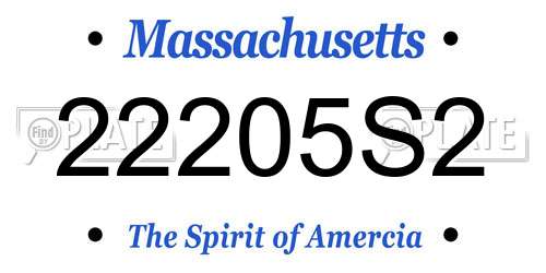 22205S2 Massachusetts License Plate