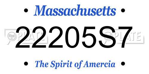 22205S7 Massachusetts License Plate