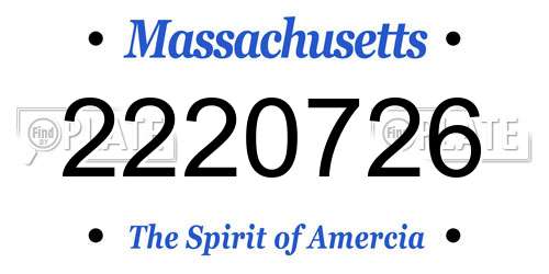 2220726 Massachusetts License Plate