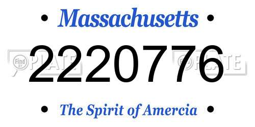 2220776 Massachusetts License Plate