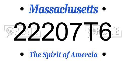 22207T6 Massachusetts License Plate